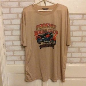 Shein men's XL Phoenix Biker Club tan shirt (J3)